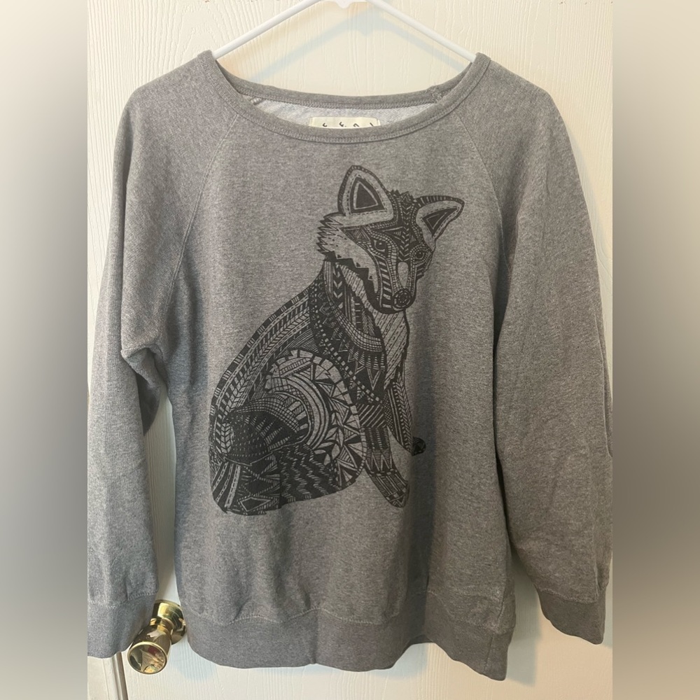 XL women’s crew sweatshirt - tribal fox print